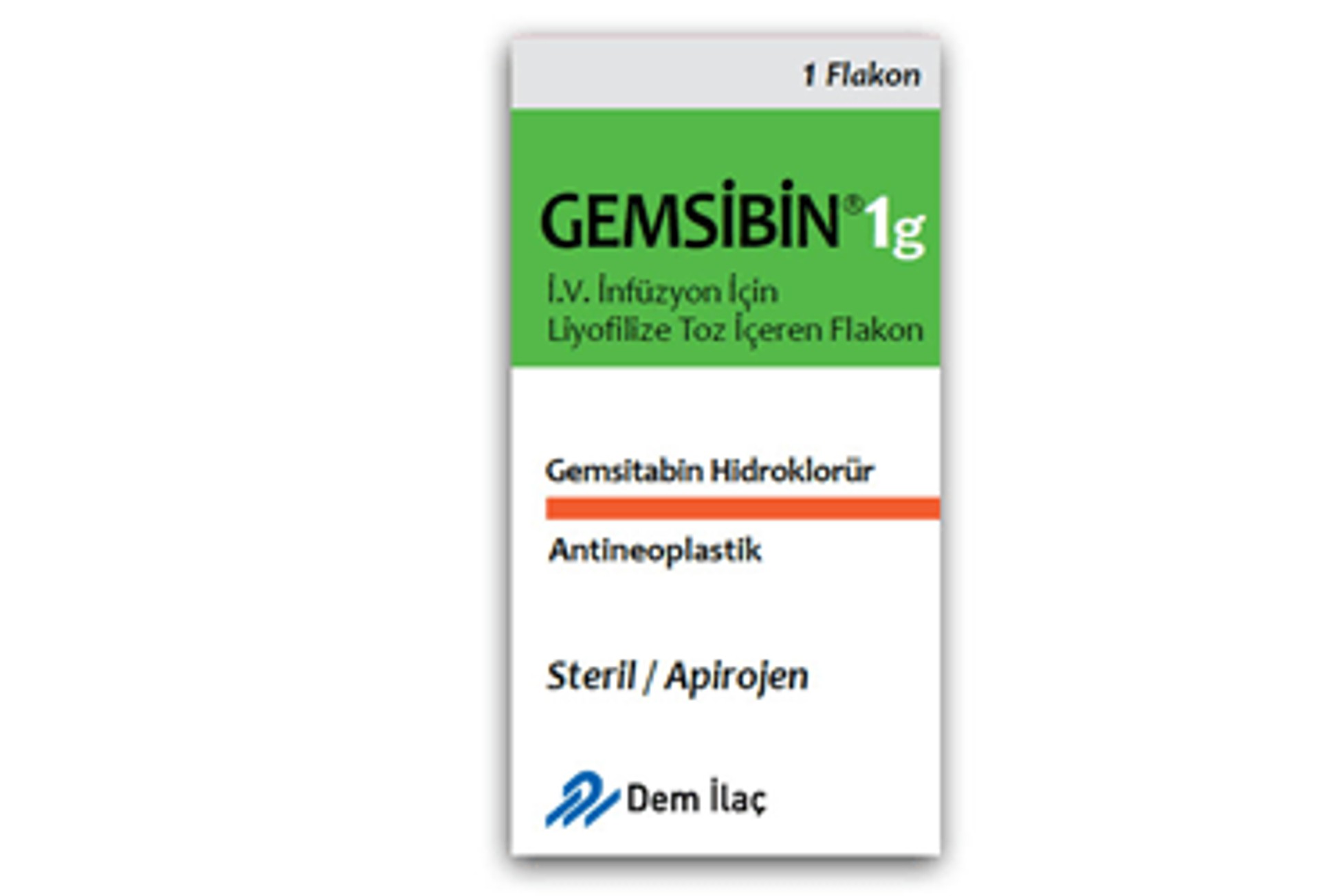 GEMSIBIN 1 G IV INFUZYON ICIN LIYOFILIZE TOZ ICEREN 1 FLAKON GEMSIBIN 1 G IV INFUZYON ICIN LIYOFILIZE TOZ ICEREN 1 FLAKON