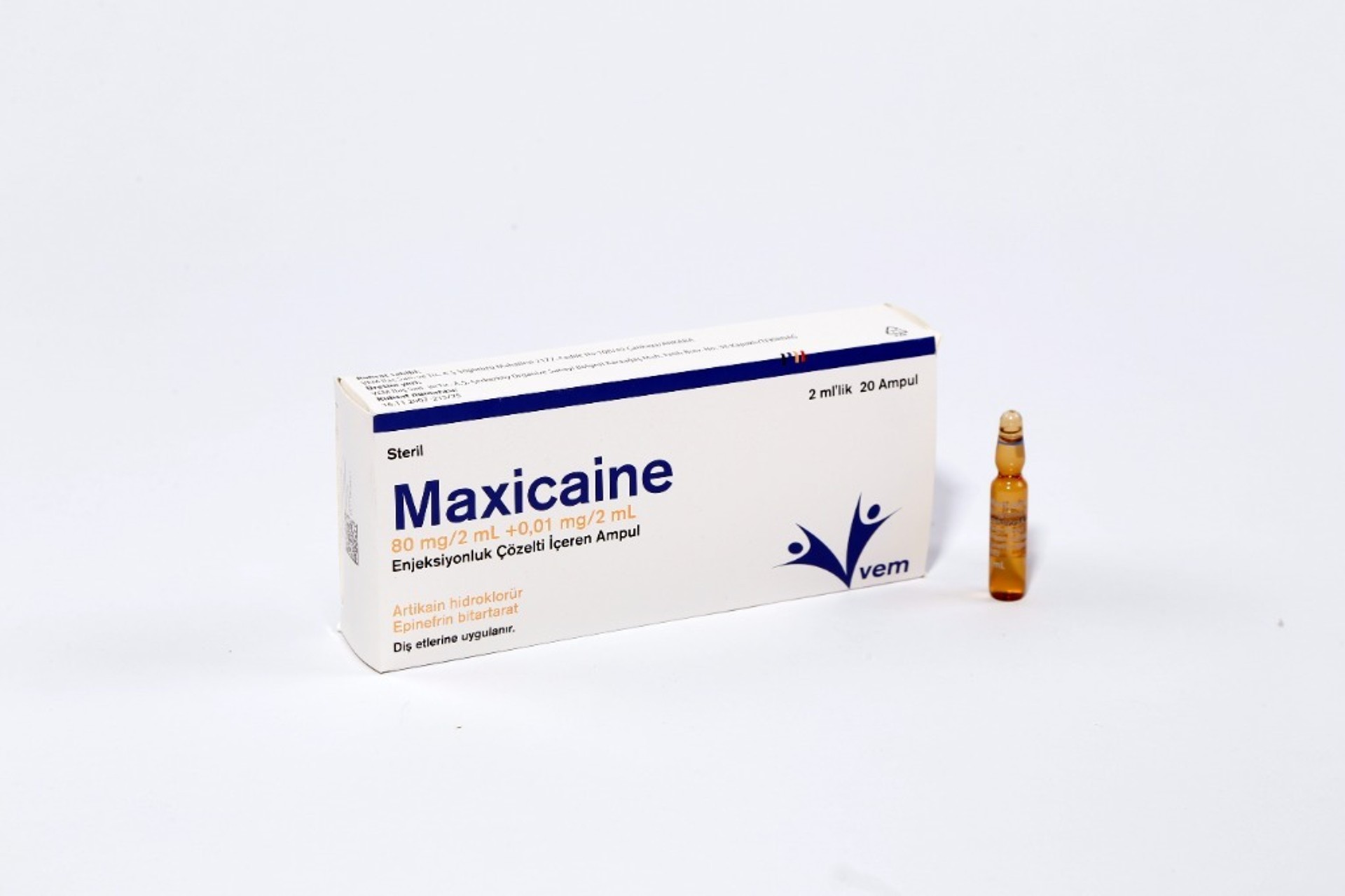 MAXICAINE (80 MG/2ML+ 0,01 MG/2ML) ENJEKSIYONLUK COZELTI ICEREN AMPUL MAXICAINE (80 MG/2ML+ 0,01 MG/2ML) ENJEKSIYONLUK COZELTI ICEREN AMPUL