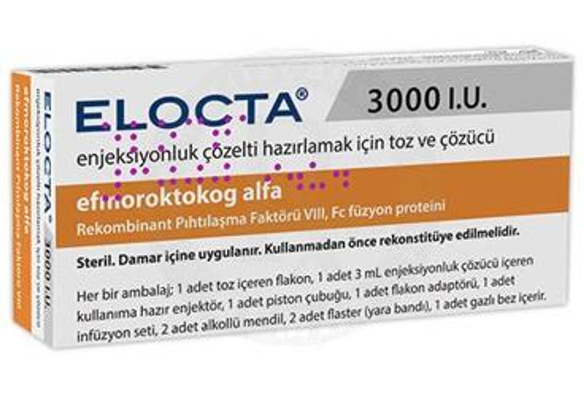 ELOCTA 1000 IU IV ENJEKSIYONLUK COZELTI HAZIRLAMAK ICIN TOZ VE COZUCU ELOCTA 1000 IU IV ENJEKSIYONLUK COZELTI HAZIRLAMAK ICIN TOZ VE COZUCU