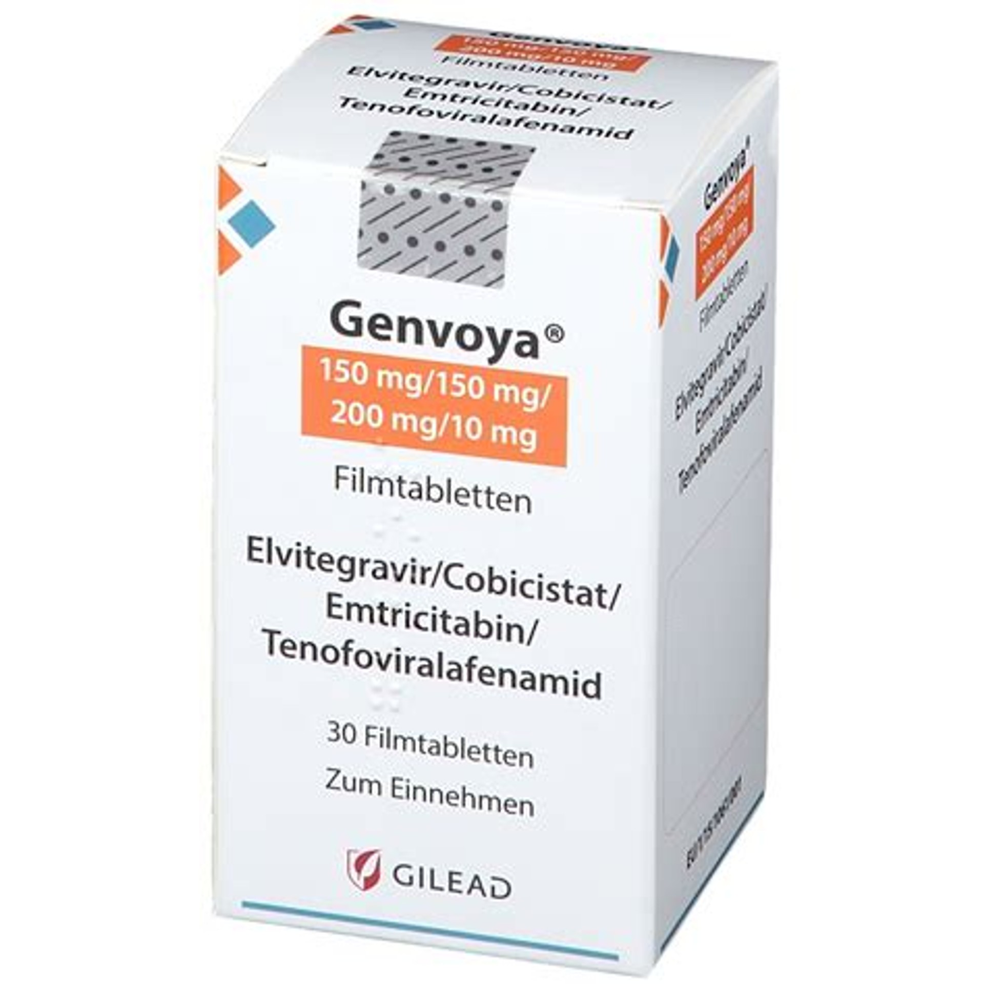 GENVOYA 150 MG/150 MG/200 MG/10 MG 30 FILM TABLET