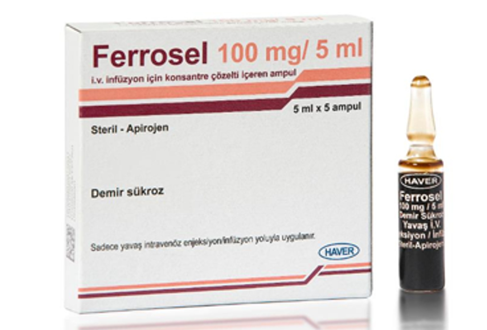 FERROSEL 100 MG/5 ML IV INF. ICIN KONSANTRE COZELTI ICEREN AMPUL