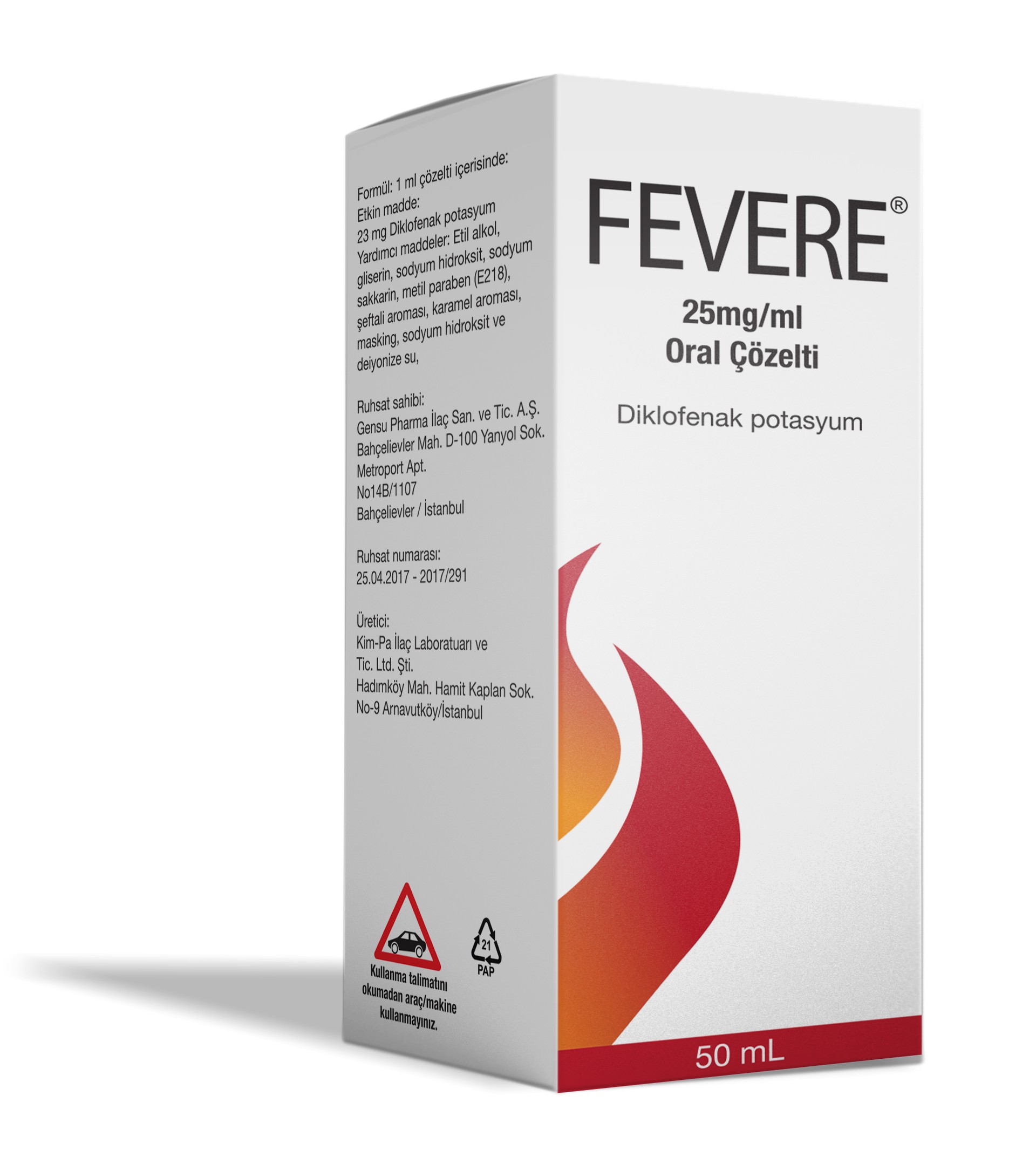 FEVERE 25 MG/ML ORAL COZELTI (50 ML 1 SISE)