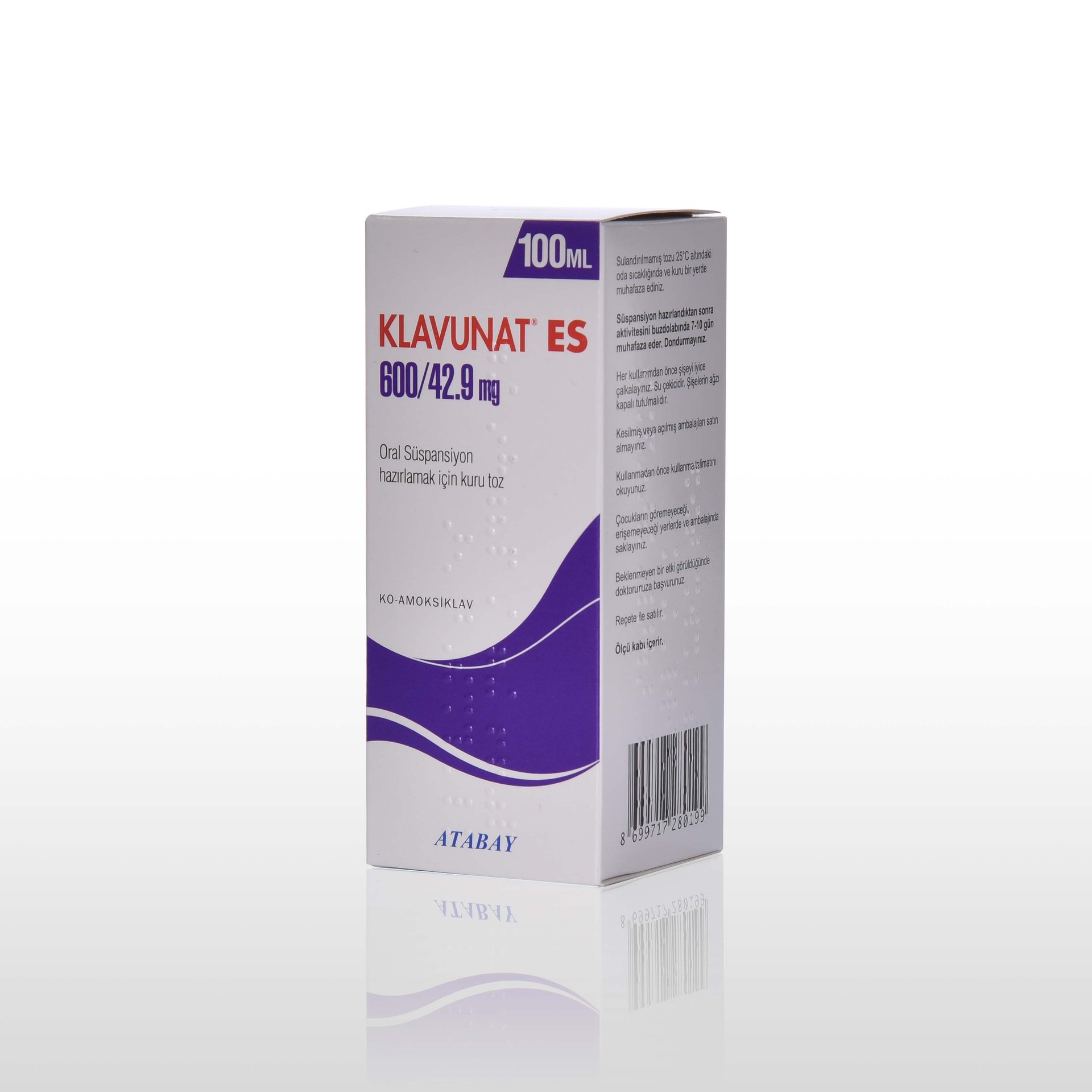 KLAVUNAT ES 600/42,9 MG ORAL SUSPANSIYON ICIN KURU TOZ 100 ML