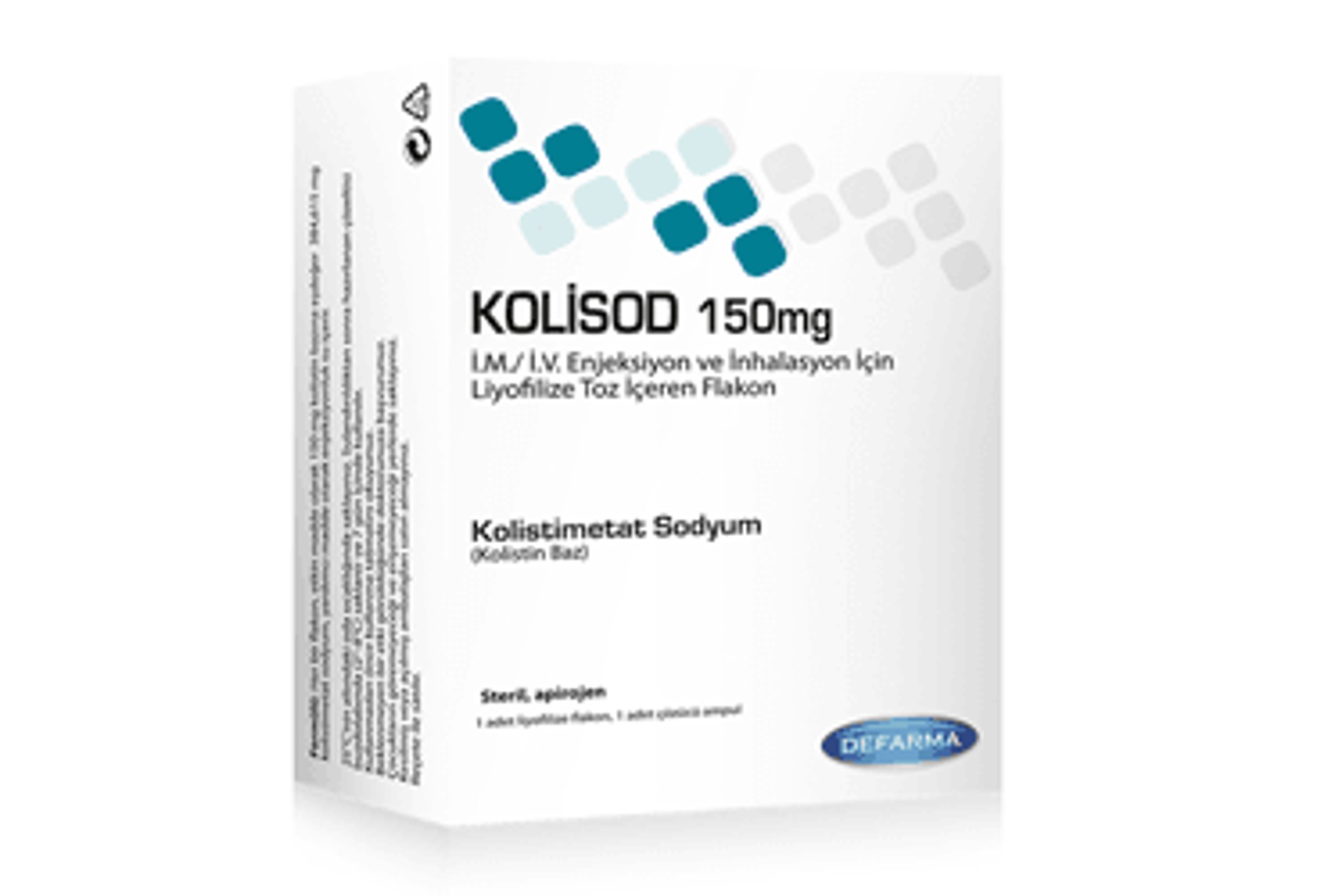 KOLISOD 150 MG IM/IV ENJ. VE INHALASYON ICIN LIYOFILIZE TOZ ICEREN FLAKON