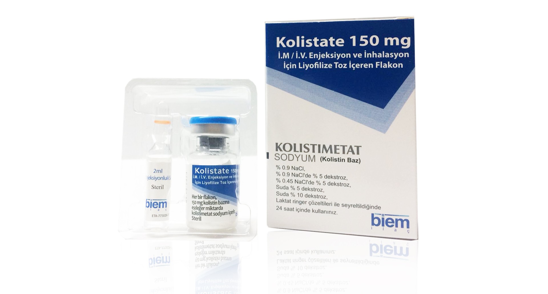 KOLISTATE 150 MG IM/IV ENJ. VE INHALASYON ICIN LIYOFILIZE TOZ ICEREN FLAKON