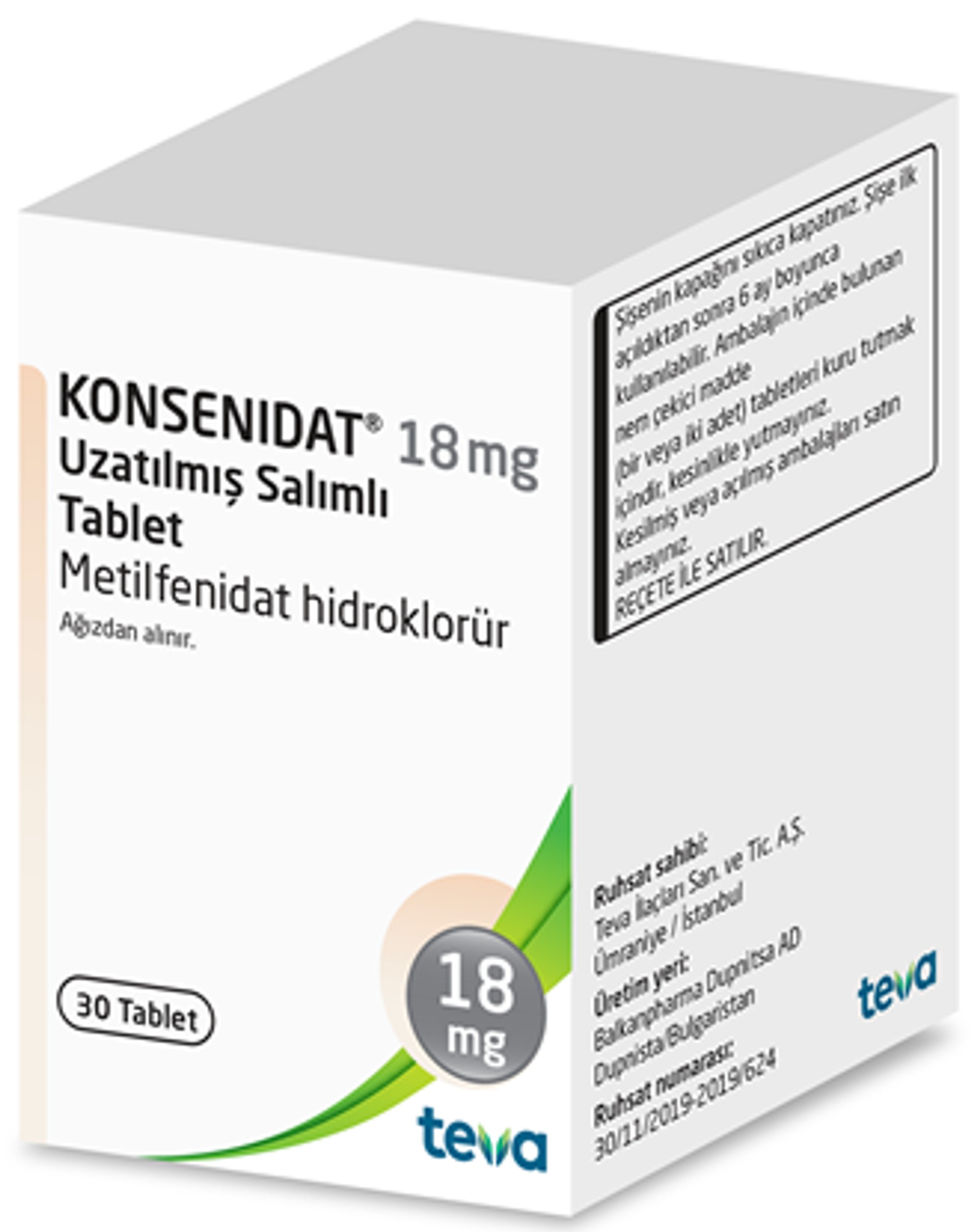 KONSENIDAT 18 MG UZATILMIS SALIMLI TABLET (30 TABLET) KONSENIDAT 18 MG UZATILMIS SALIMLI TABLET (30 TABLET)