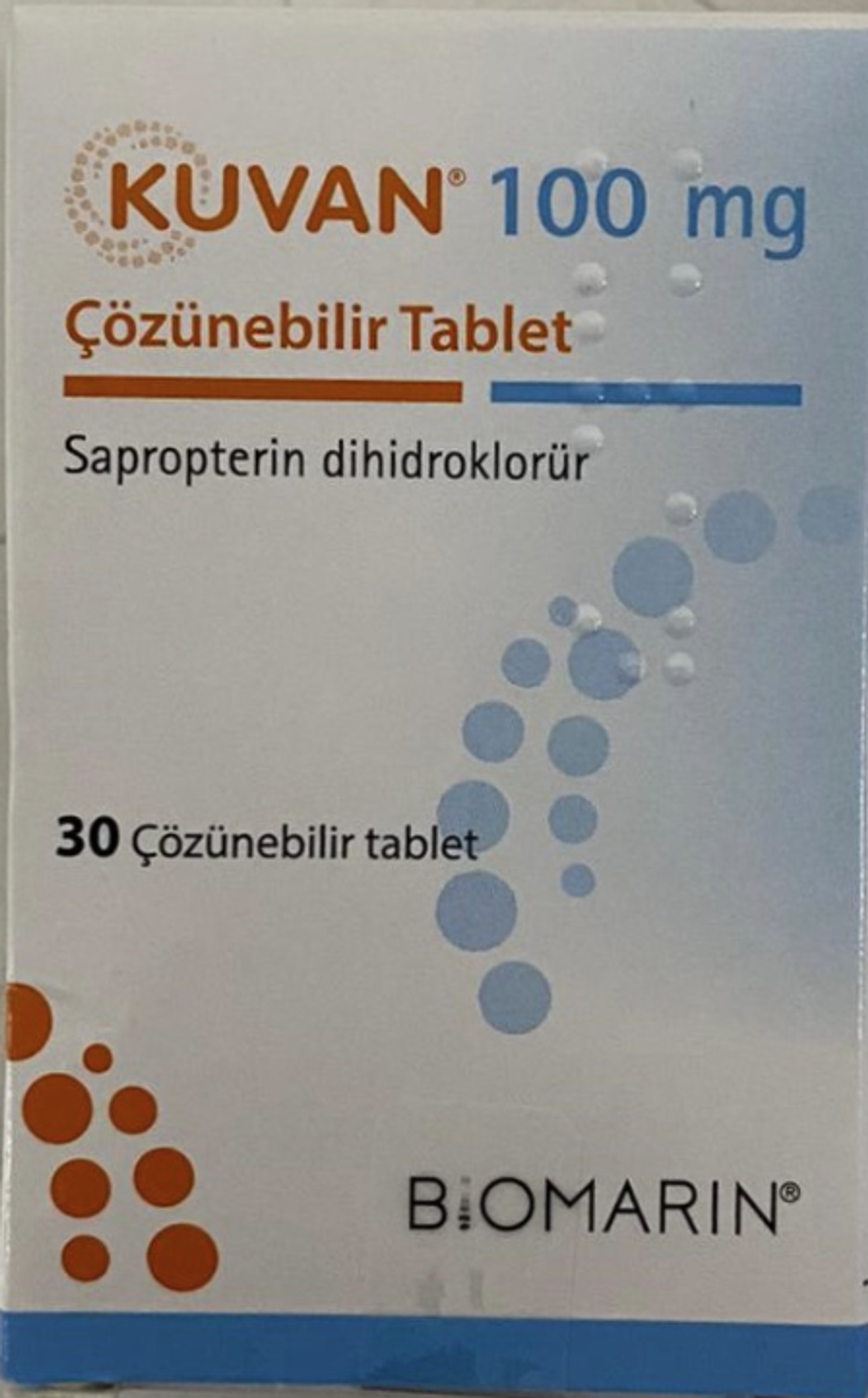 KUVAN 100 MG COZUNEBILIR 30 TABLET