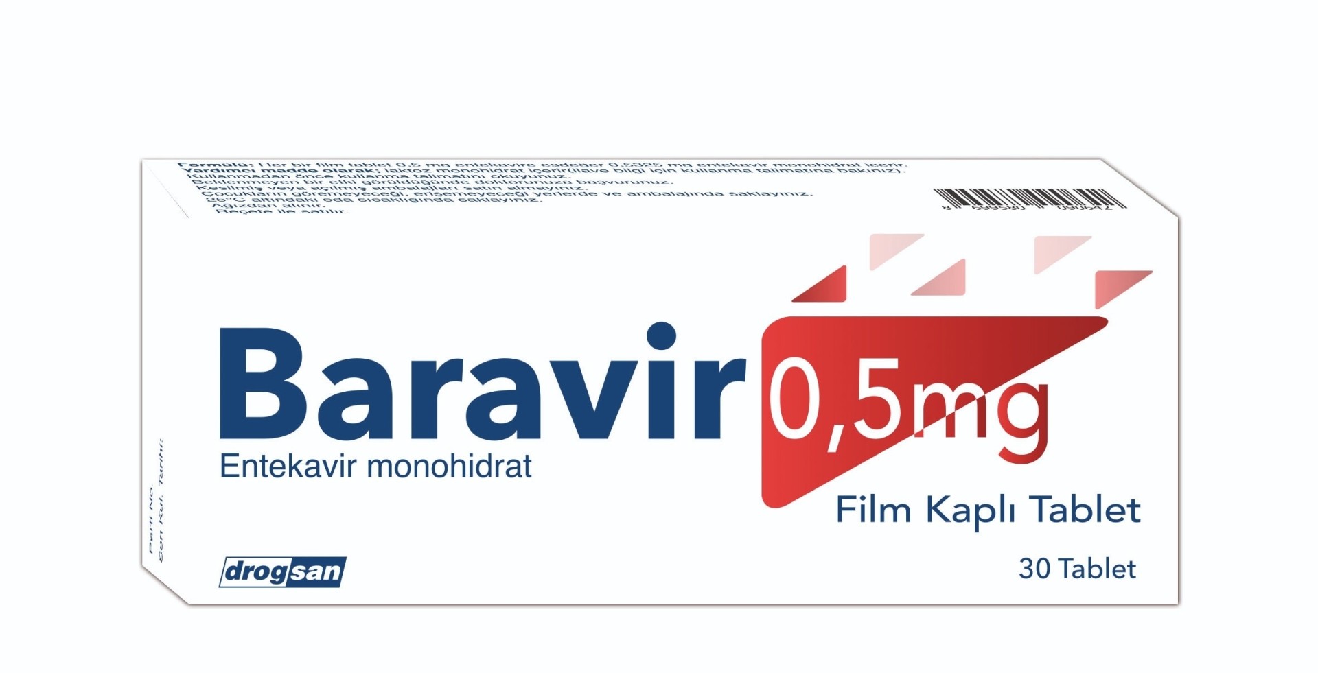 BARAVIR 0,5 MG FILM KAPLI TABLET