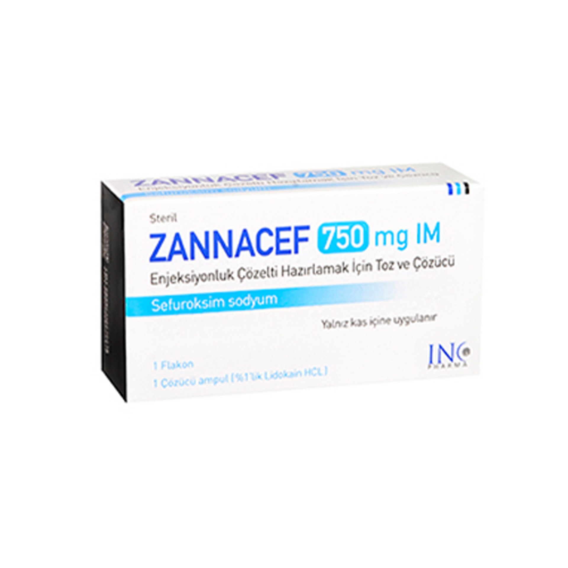 ZANNACEF 750 MG IM ENJEKSIYONLUK COZELTI HAZIRLAMAK ICIN TOZ VE COZUCU (1 FLAKON + 1 COZUCU)