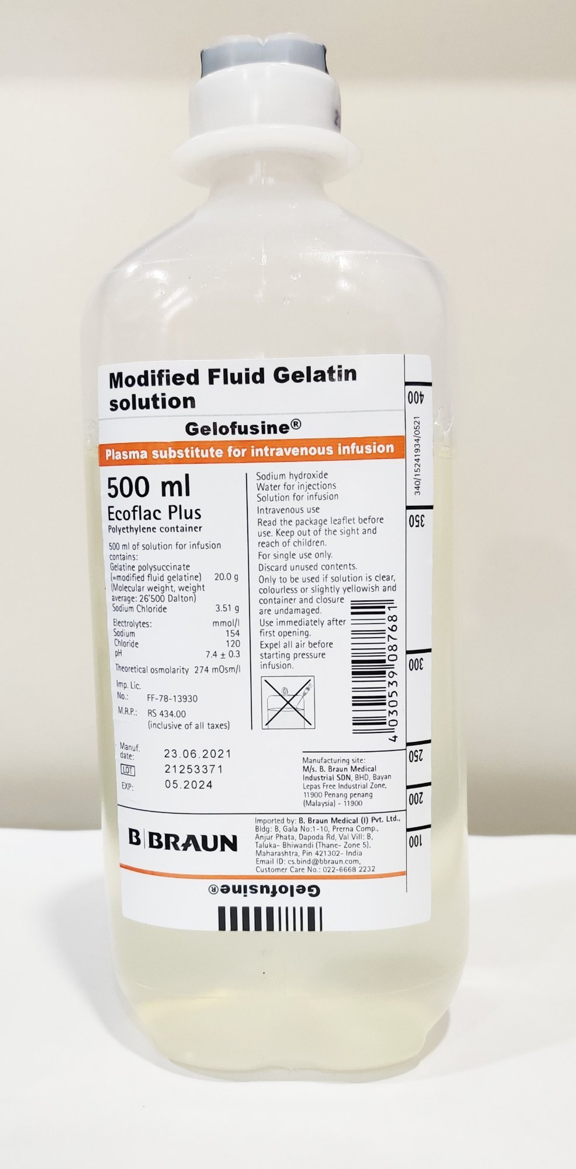 GELOFUSINE 0,04 GR 500 ML SOLUSYON