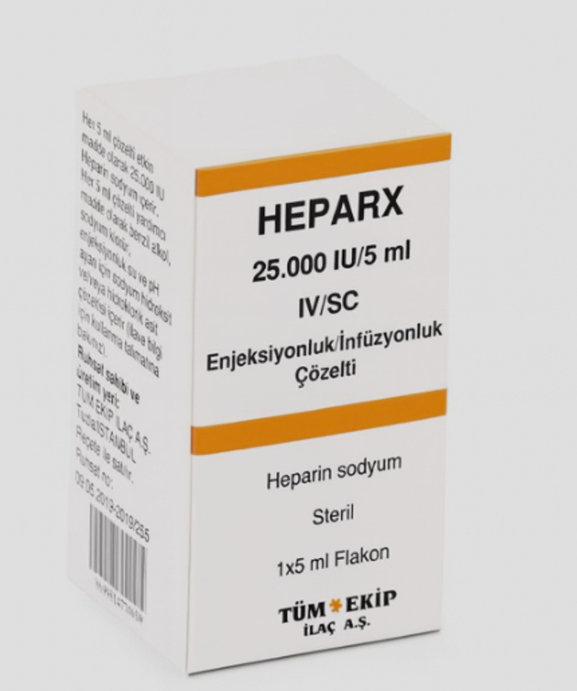 HEPARX 25000 IU / 5 ML IV / SC ENJEKSIYONLUK / INFUZYONLUK COZELTI (1 ADET) HEPARX 25000 IU / 5 ML IV / SC ENJEKSIYONLUK / INFUZYONLUK COZELTI (1 ADET)