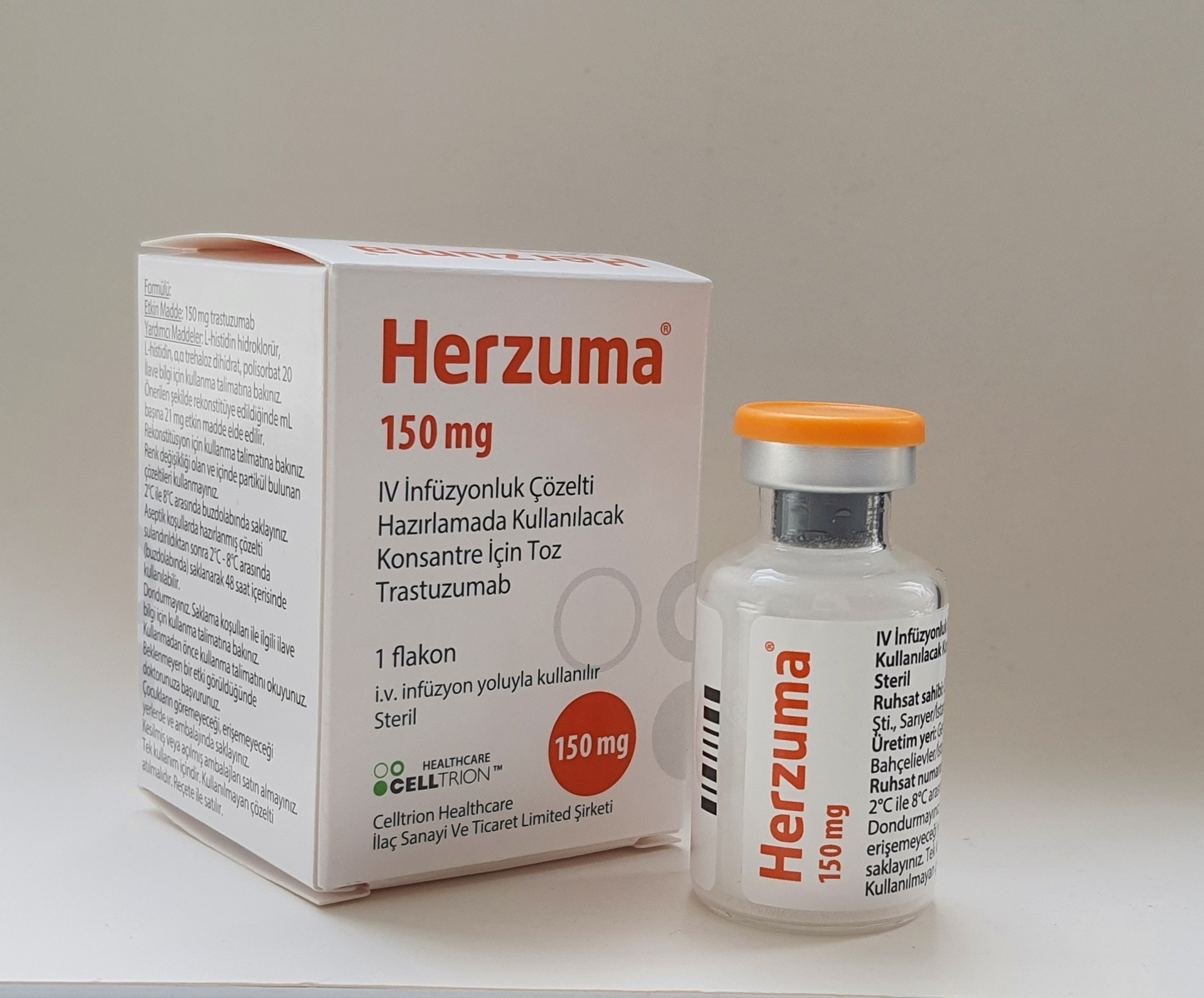 HERZUMA 150 MG I.V. INFUZYONLUK COZELTI HAZIRLAMADA KULLANILACAK KONSANTRE ICIN TOZ (1 FLAKON)